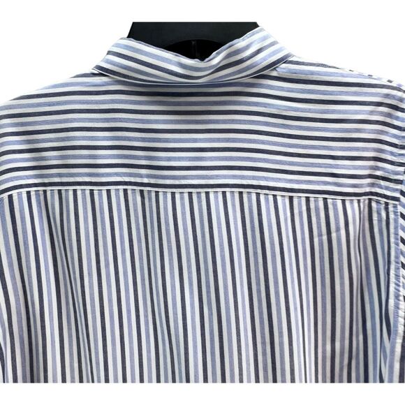 Scotch & Soda Shirt Mens L Blue White Stripe Viscose Button Down Classic Preppy - Picture 5 of 15
